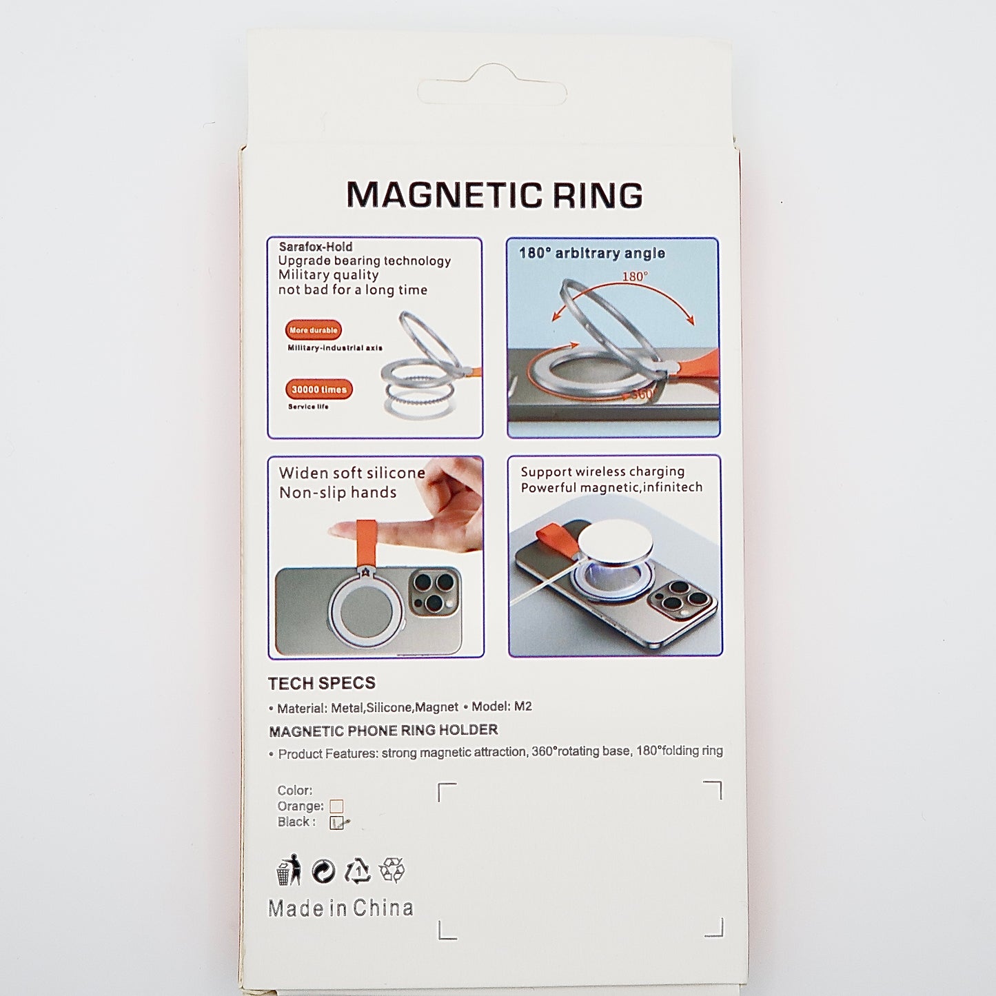 Magnetic Phone Ring Holder for iPhone 12/13/14 - Sarafox M2 (MagSafe Compatible)